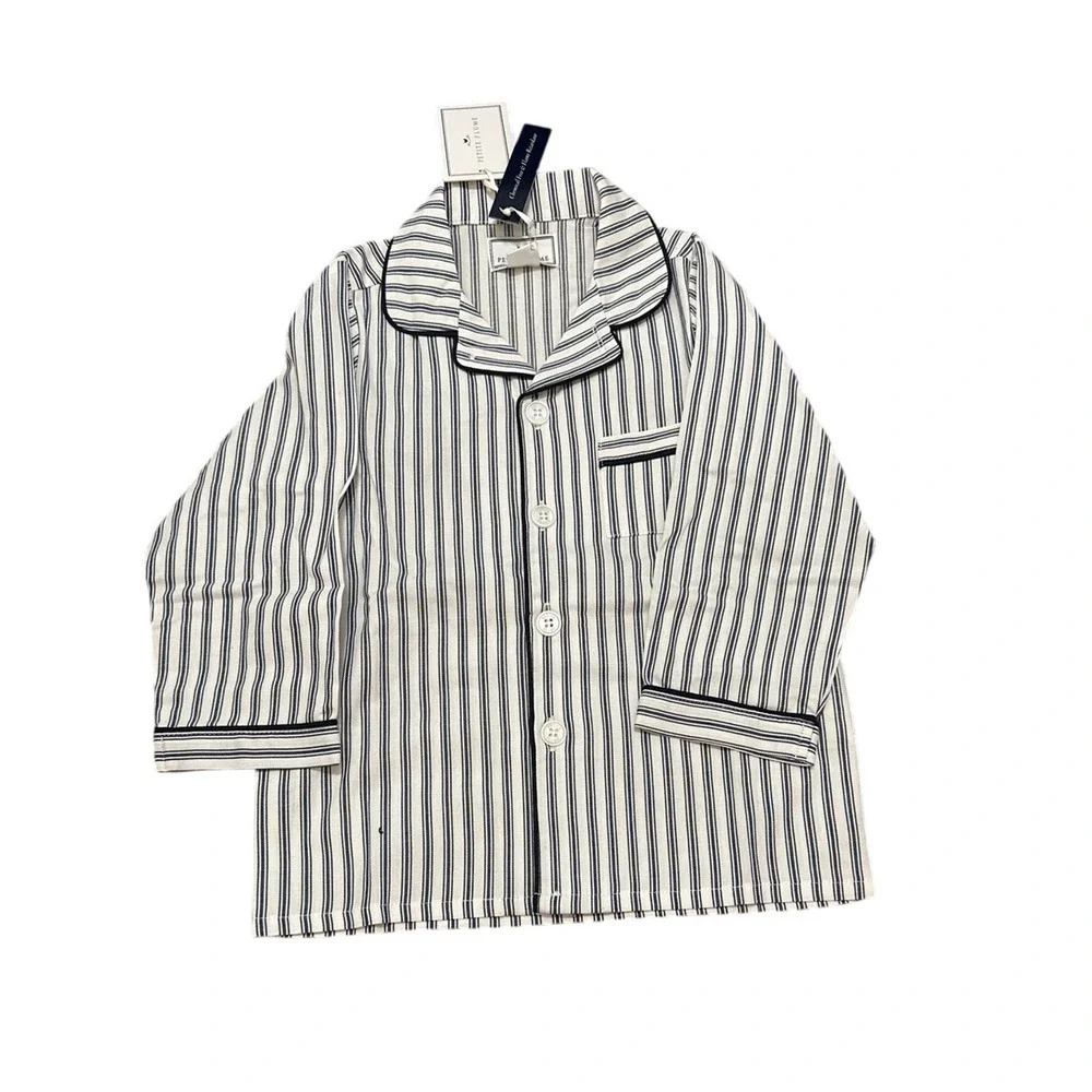 Petite Plume Kids' Ticking Stripe Pajama Set Navy French Size 3 New